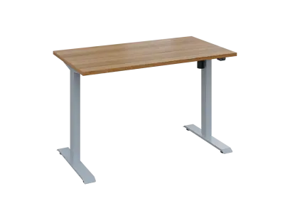 Flexi 27-12 výškově nastavitelný stůl, kovová podnož stříbrná, deska 25 mm, široký 1200 mm, ořech světlý